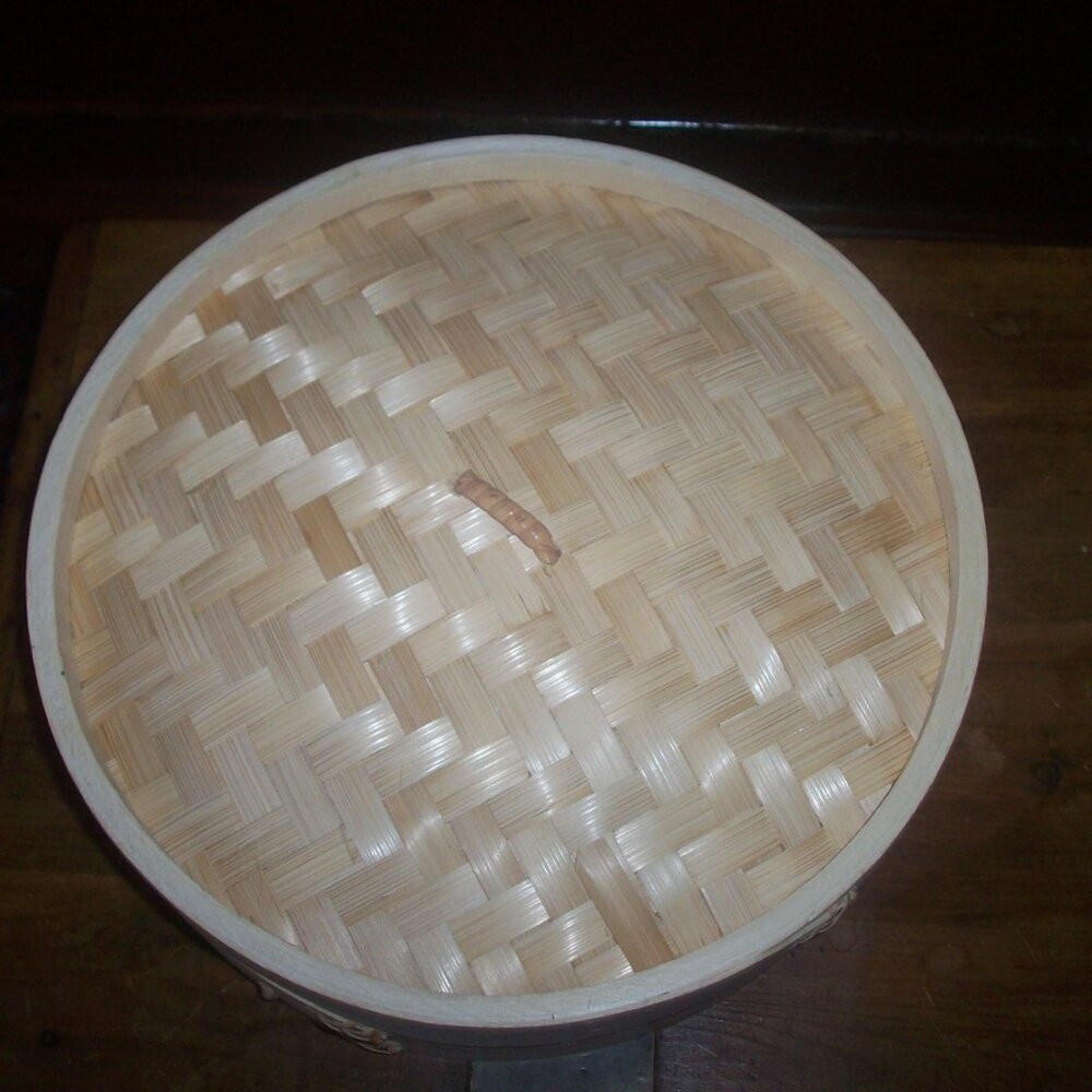 Bamboo Wooden Steamer Basket 10 Inch Diameter for Vegetable Fish Dim Sum Meat